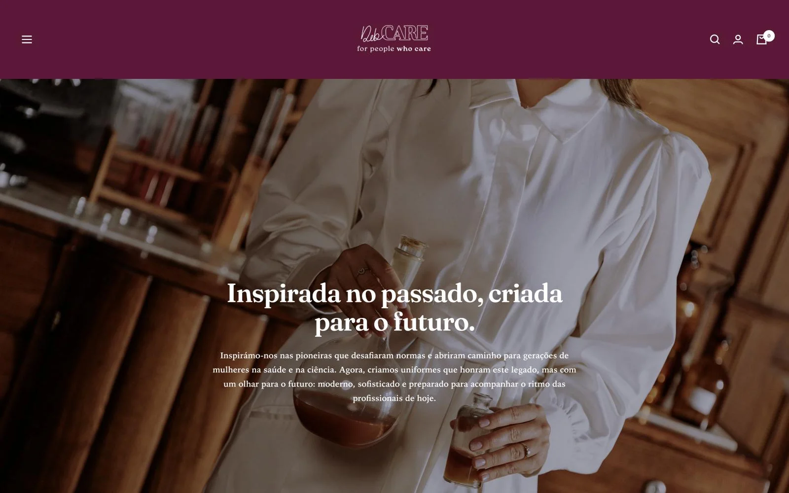 Página inicial da loja Debcare num ecrã de computador